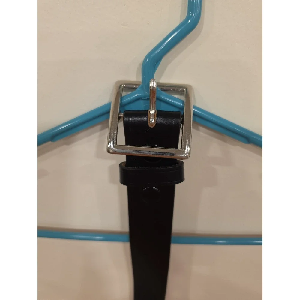 Black Dress Belt Genuin Leather Size 40 Casual Business Dress Wear Silver Buckle